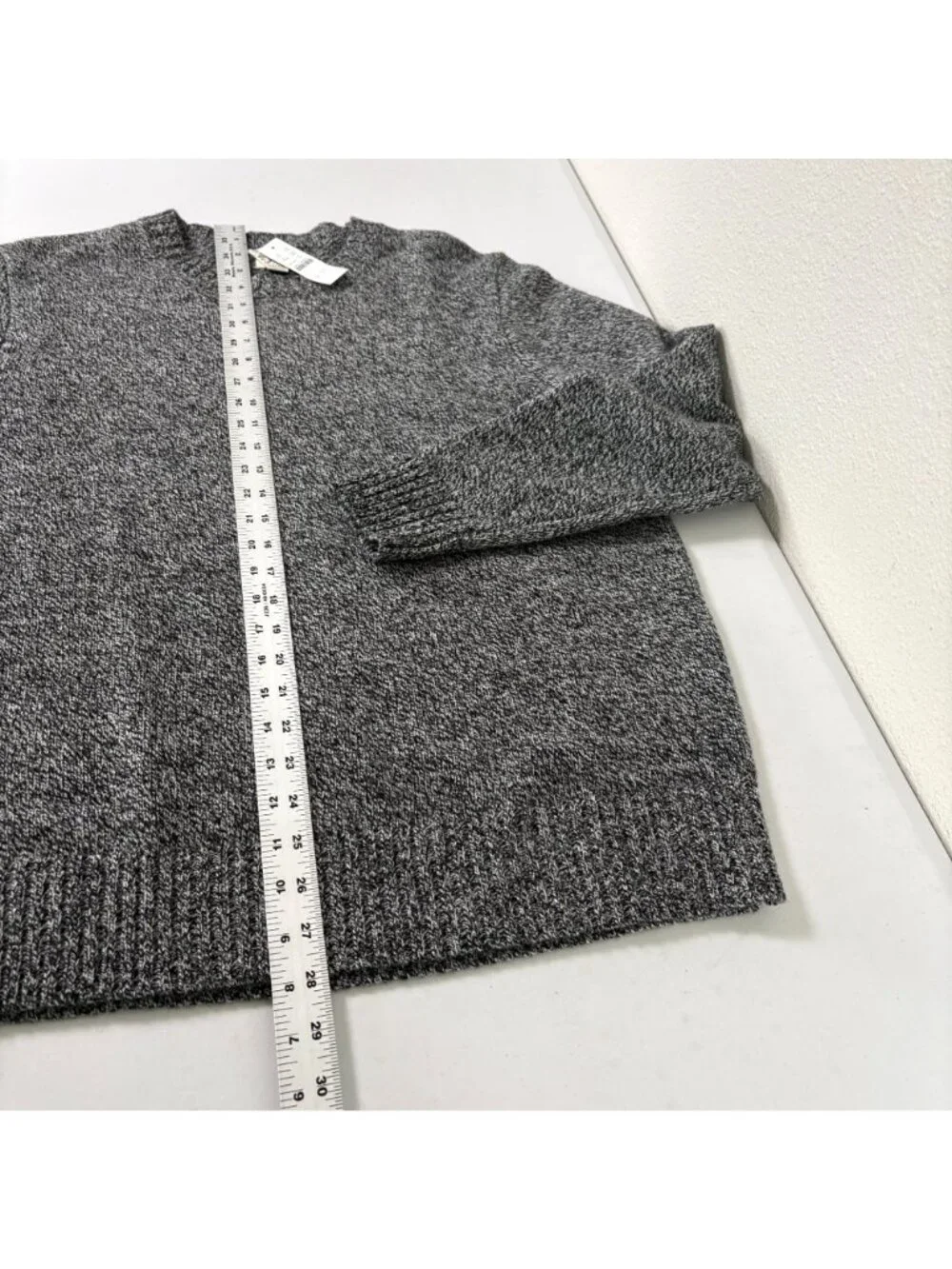 J Crew Rugged Merino Wool Blend Sweater Mens Size M Marled Black Crew‎ Neck NWT